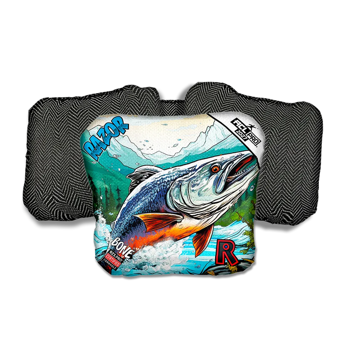 Bone PRO Alaskan Salmon Black Back Cornhole Bags