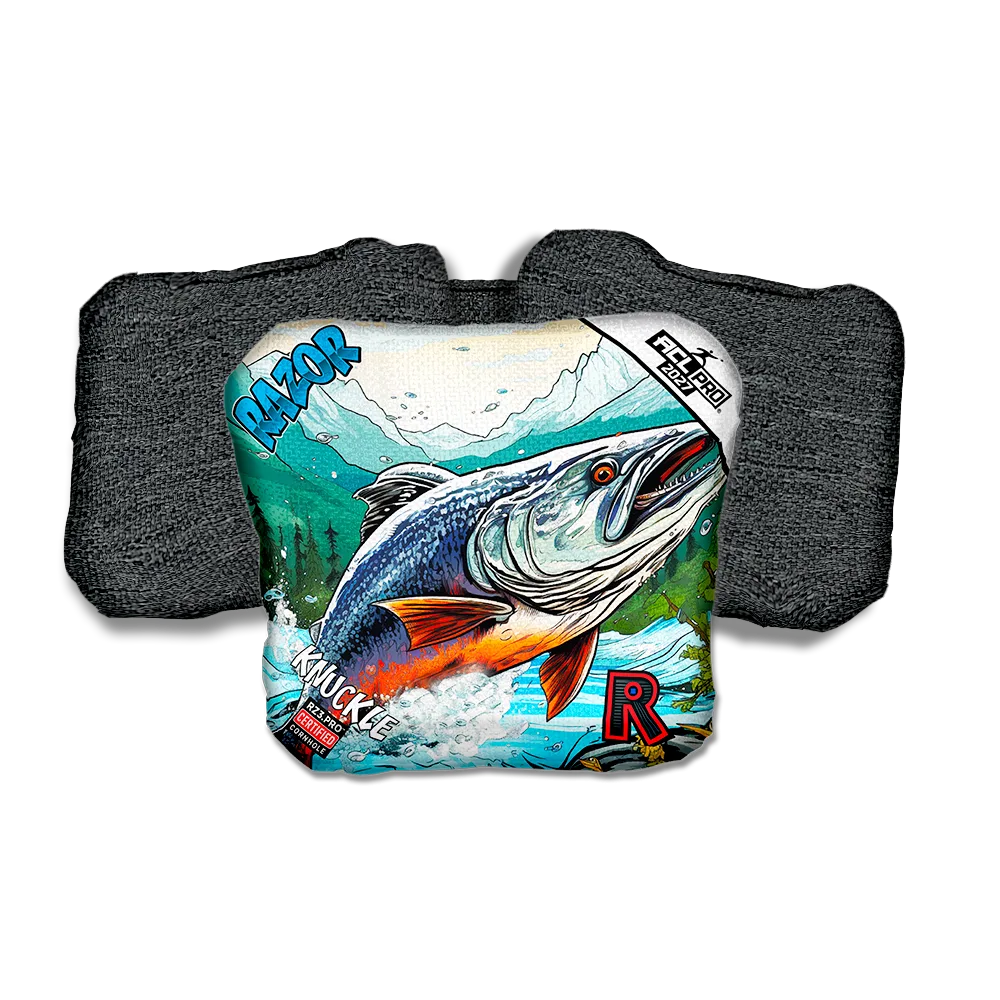 Knuckle PRO Alaskan Salmon Black Back Cornhole Bags