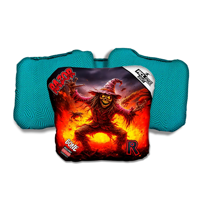Bone PRO Scarecrow 2 Teal Back Cornhole Bags