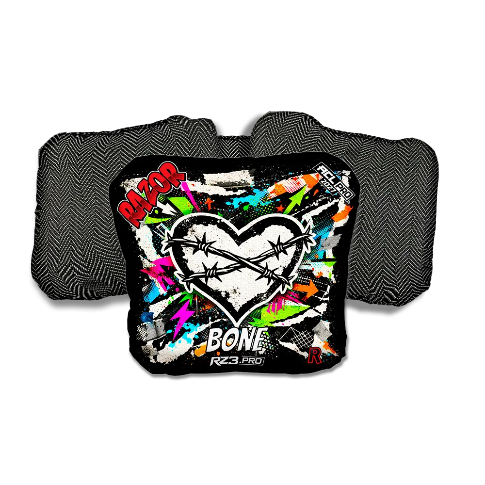 Bone PRO Scarred RT Black Back Cornhole Bags