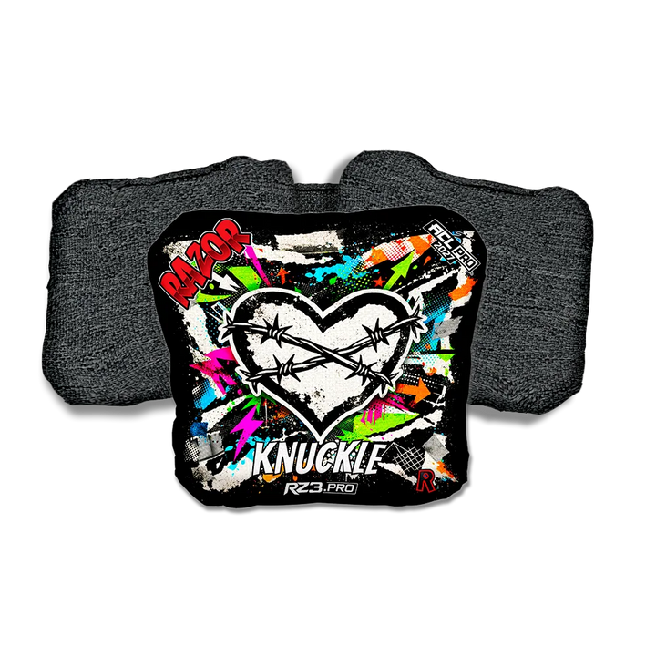 Knuckle PRO Scarred RT Black Back Cornhole Bags
