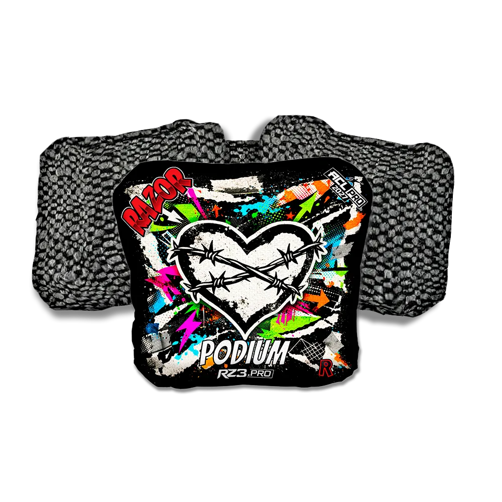 Podium PRO Scarred RT Black Back Cornhole Bags
