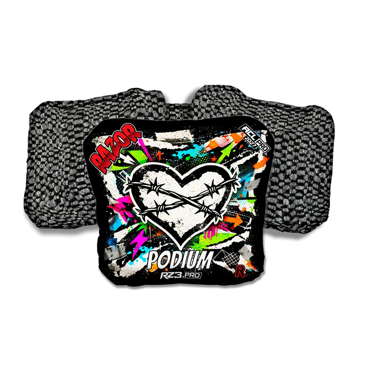 Podium PRO Scarred RT Black Back Cornhole Bags