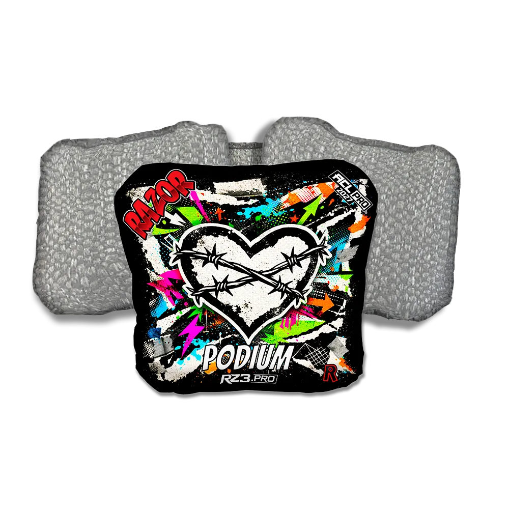 Podium PRO Scarred RT Silver Back Cornhole Bags