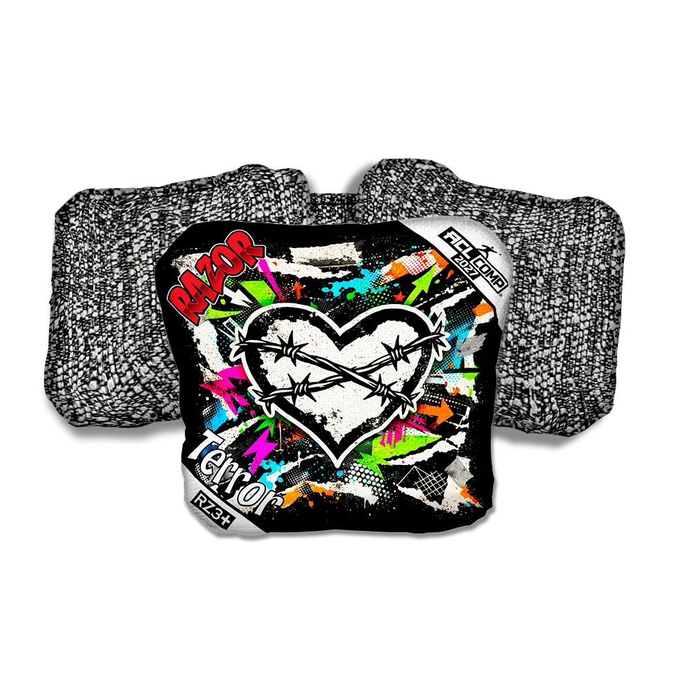 Terror COMP Scarred RT Salt Pepper Back Cornhole Bags