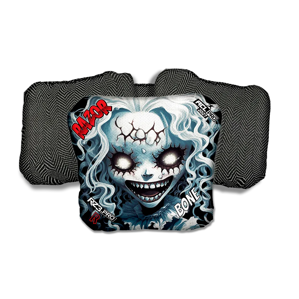 Bone PRO Scary Girl Black Back Cornhole Bags