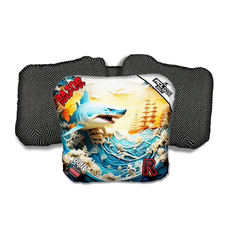 Bone PRO Shark 3 D Black Back Cornhole Bags