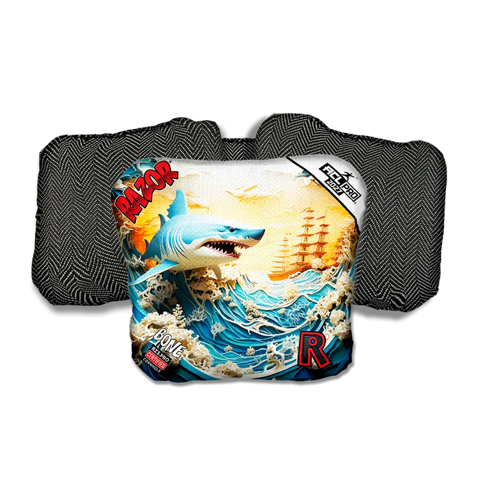 Bone PRO Shark 3 D Black Back Cornhole Bags