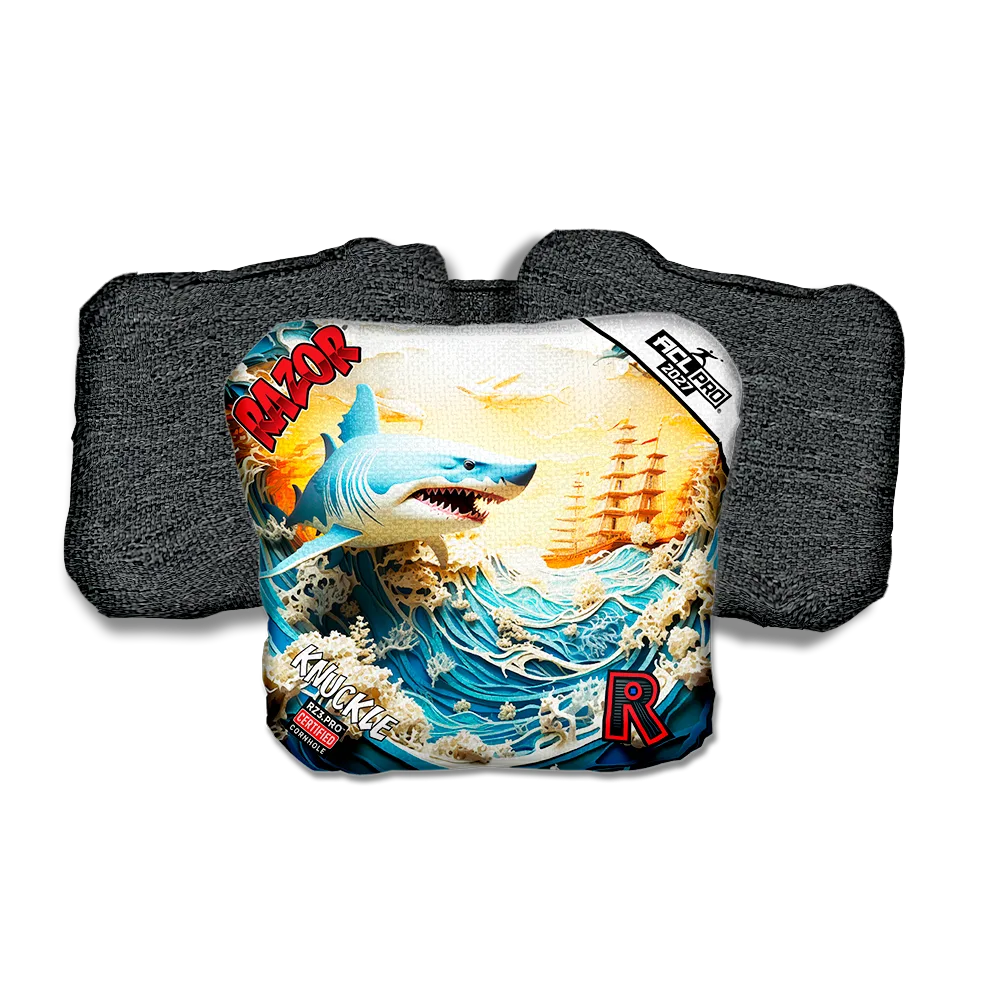 Knuckle PRO Shark 3 D Black Back Cornhole Bags
