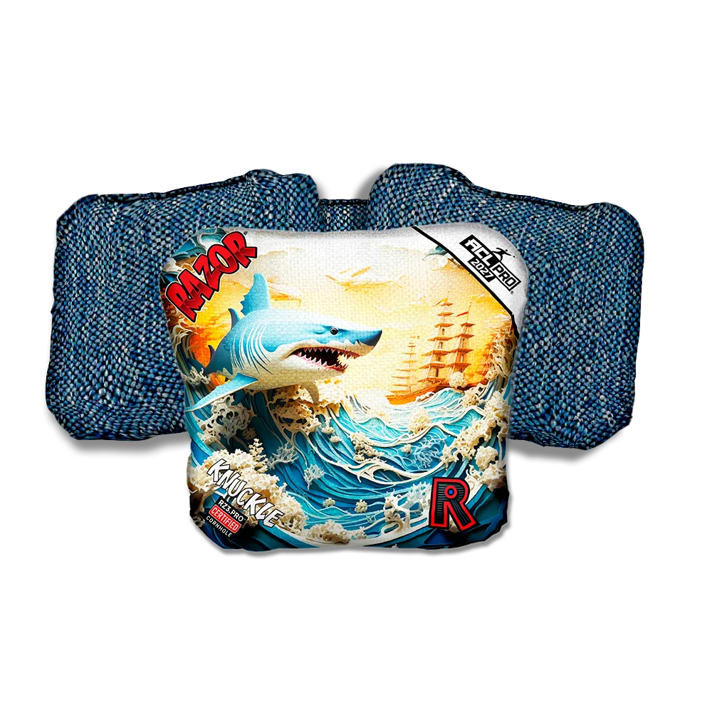Knuckle PRO Shark 3 D Blue Back Cornhole Bags