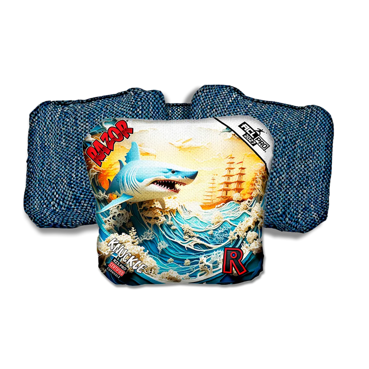 Knuckle PRO Shark 3 D Blue Back Cornhole Bags