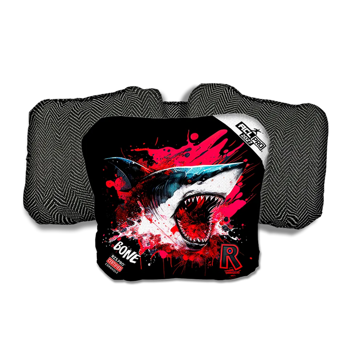 Bone PRO Shark Black Series Black Back Cornhole Bags