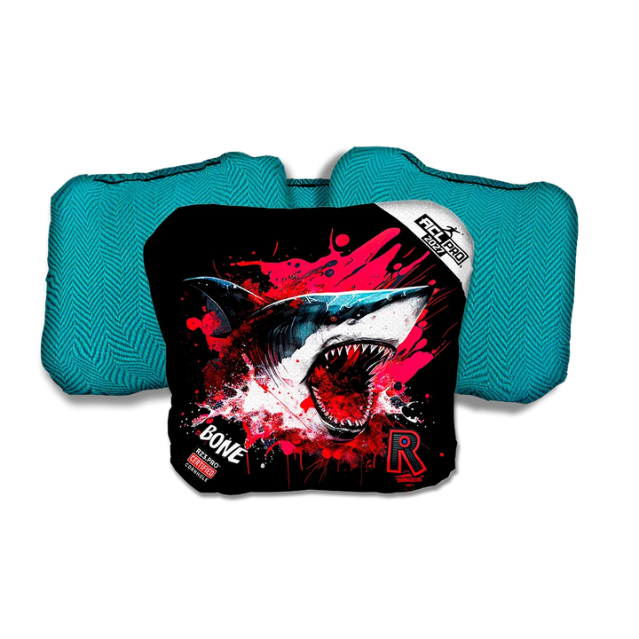 Bone PRO Shark Black Series Teal Back Cornhole Bags
