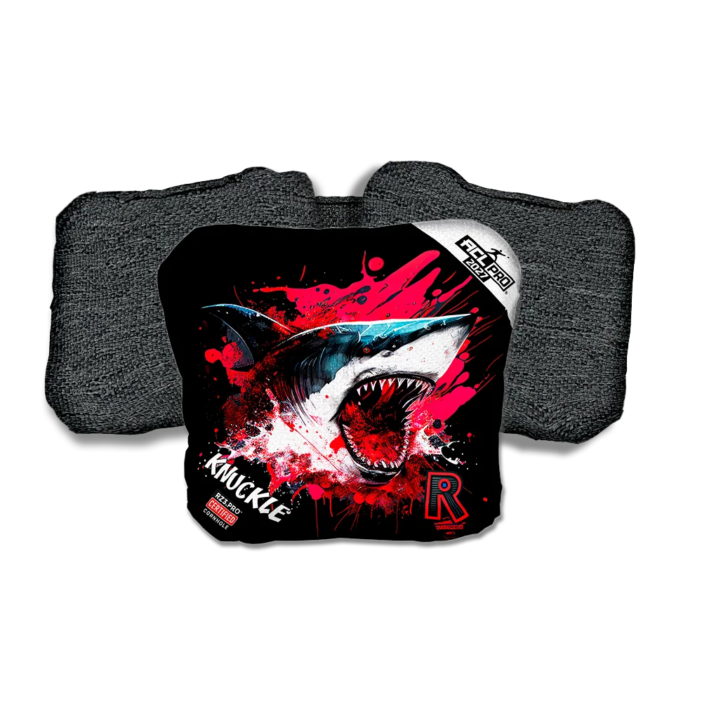 Knuckle PRO Shark Black Series Black Back Cornhole Bags