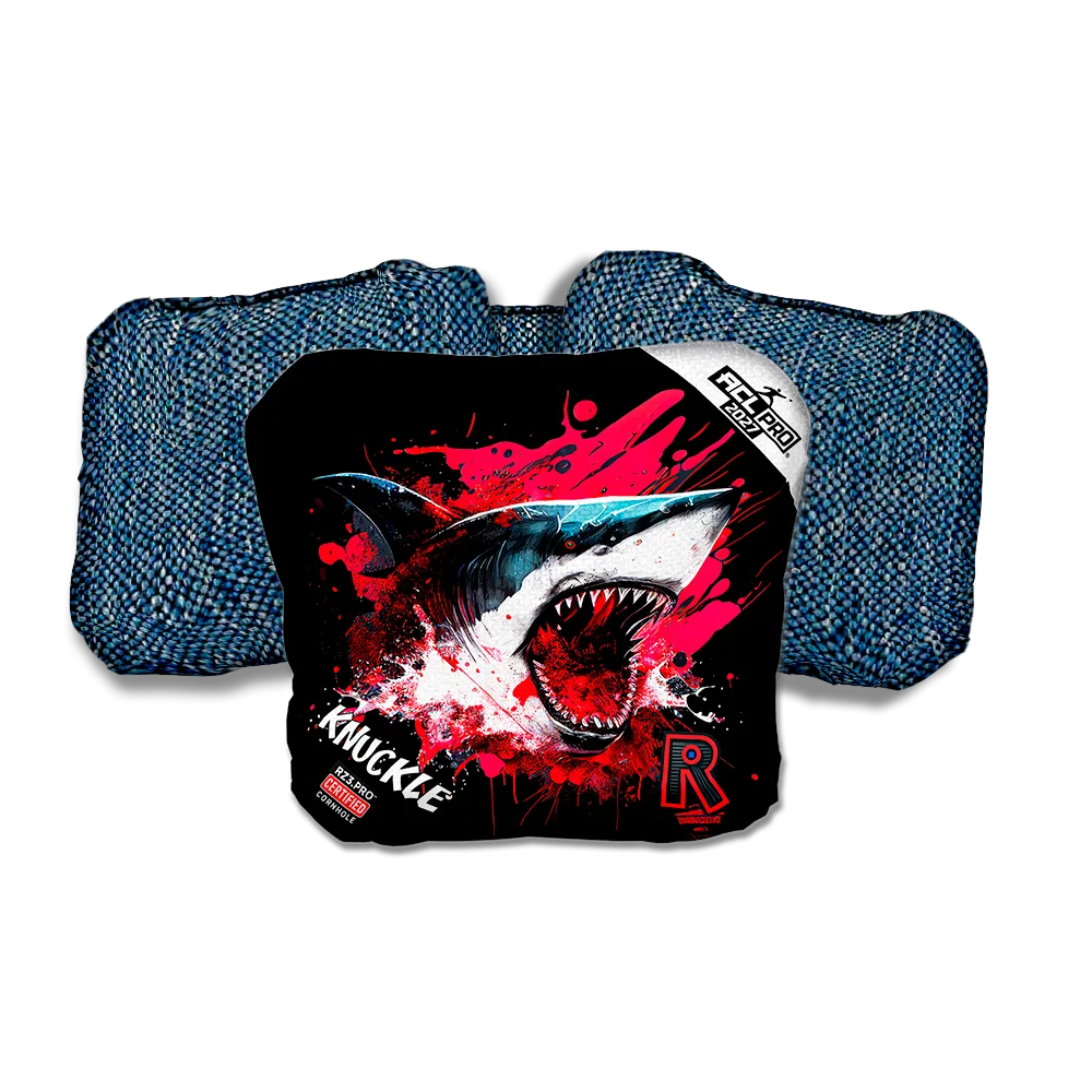 Knuckle PRO Shark Black Series Blue Back Cornhole Bags