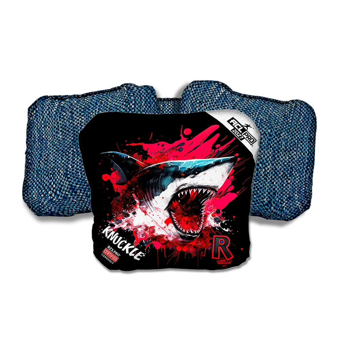 Knuckle PRO Shark Black Series Blue Back Cornhole Bags