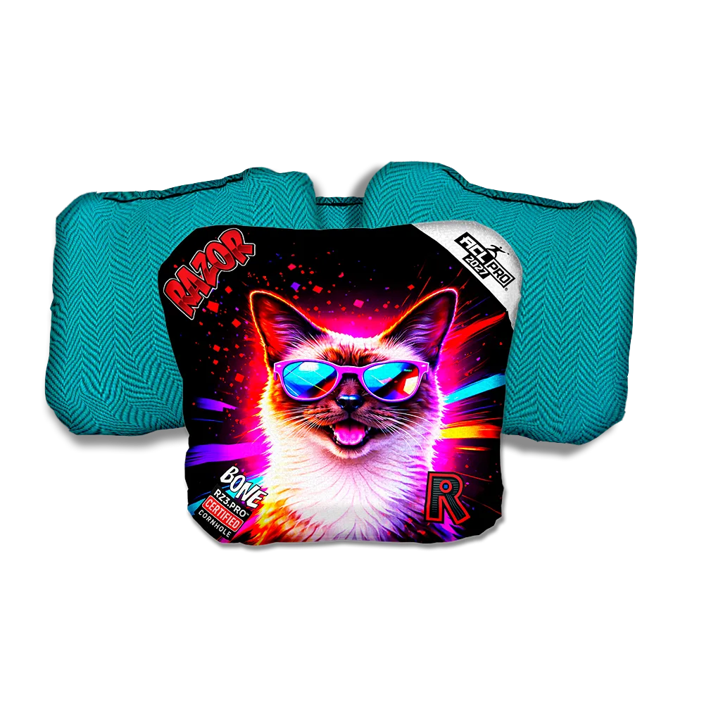Bone PRO Siamese Party Animals Teal Back Cornhole Bags