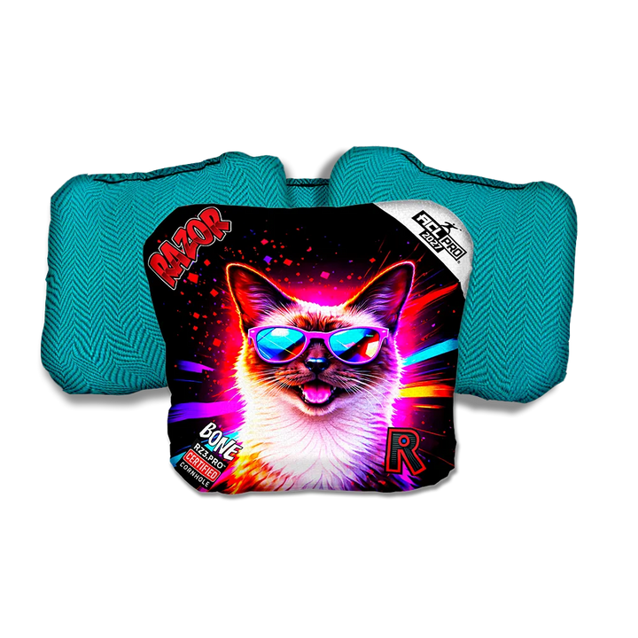 Bone PRO Siamese Party Animals Teal Back Cornhole Bags