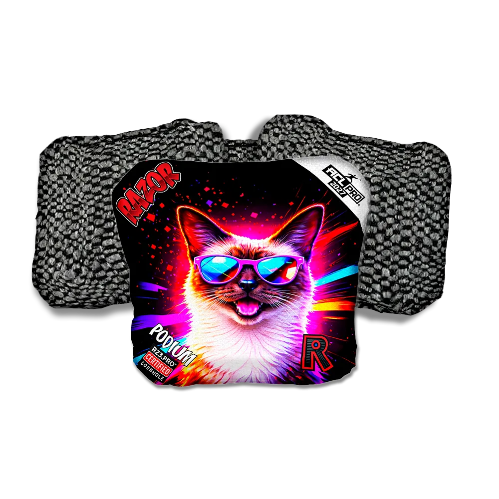 Podium PRO Siamese Party Animals Black Back Cornhole Bags