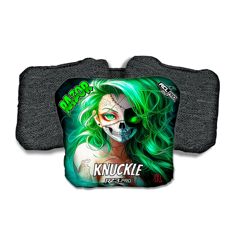 Knuckle PRO Skeleton Face Black Back Cornhole Bags
