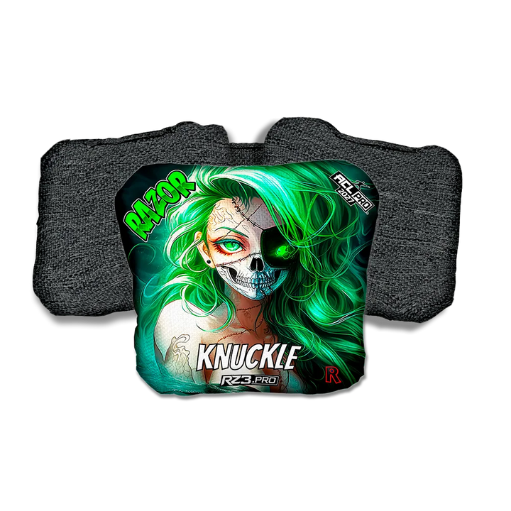 Knuckle PRO Skeleton Face Black Back Cornhole Bags