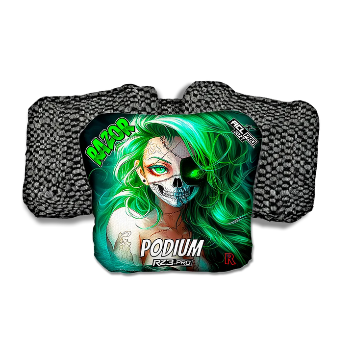 Podium PRO Skeleton Face Black Back Cornhole Bags