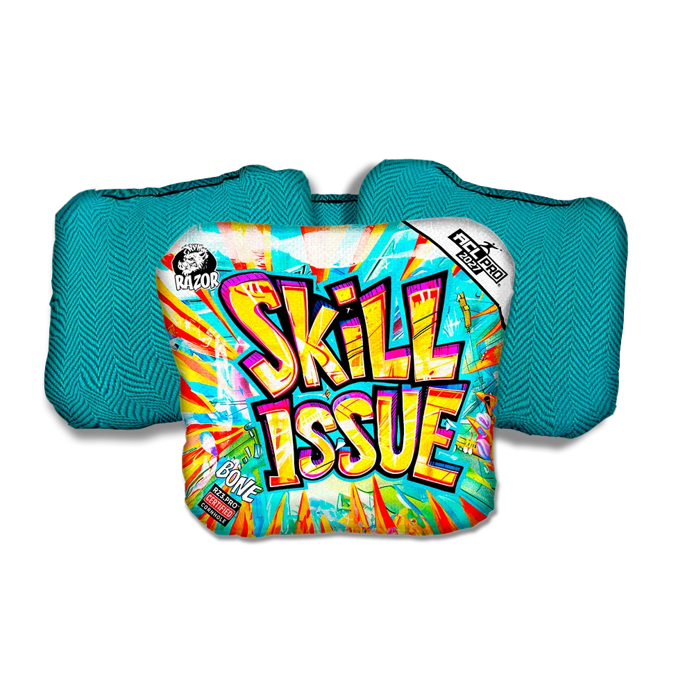 Bone PRO Skill Issue Teal Back Cornhole Bags