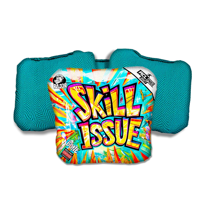 Bone PRO Skill Issue Teal Back Cornhole Bags