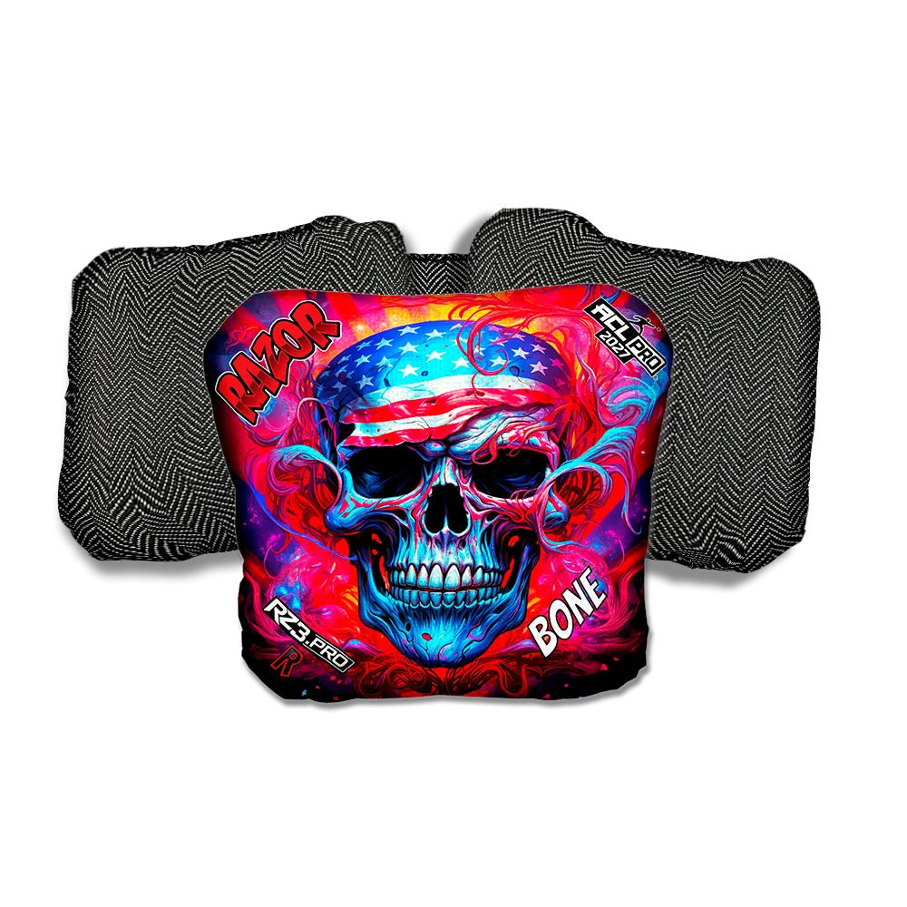 Bone PRO Skull Merica Black Back Cornhole Bags