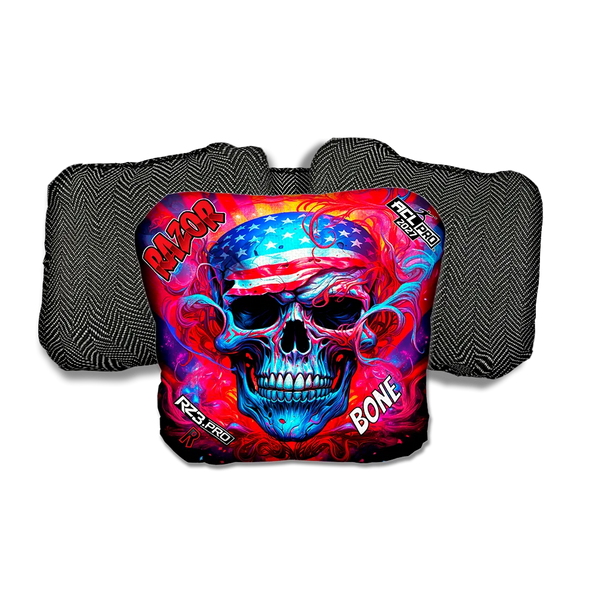 Bone PRO Skull Merica Black Back Cornhole Bags