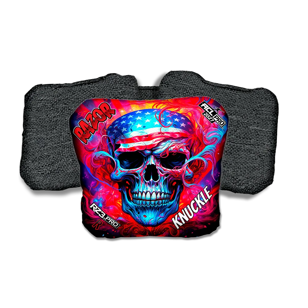 Knuckle PRO Skull Merica Black Back Cornhole Bags