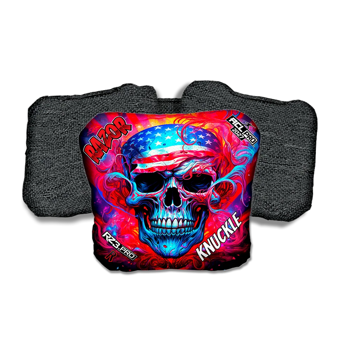 Knuckle PRO Skull Merica Black Back Cornhole Bags