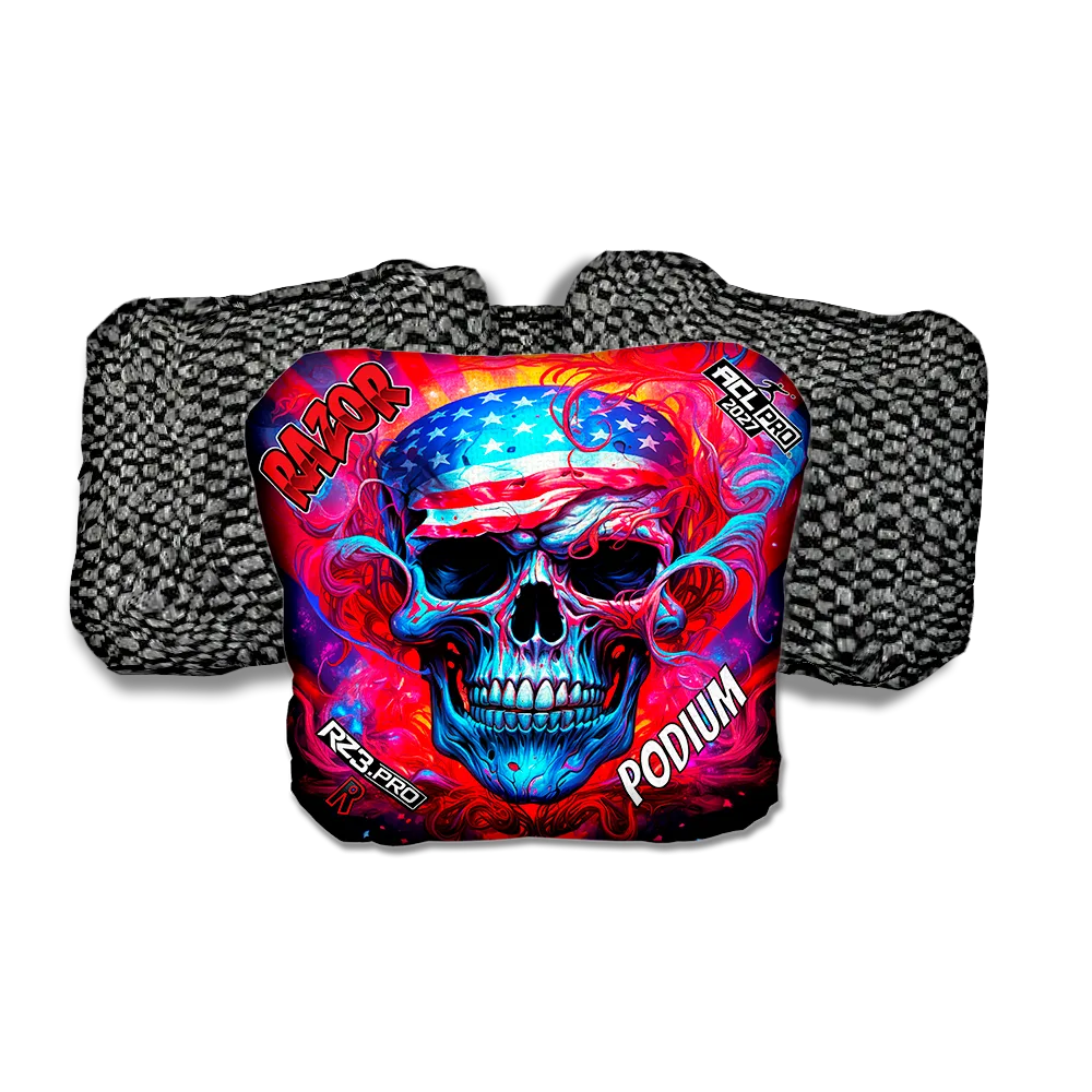 Podium PRO Skull Merica Black Back Cornhole Bags