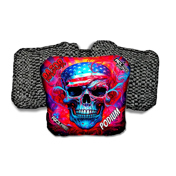 Podium PRO Skull Merica Black Back Cornhole Bags