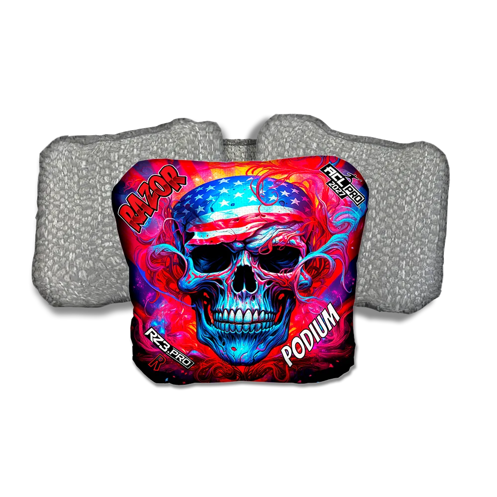 Podium PRO Skull Merica Silver Back Cornhole Bags