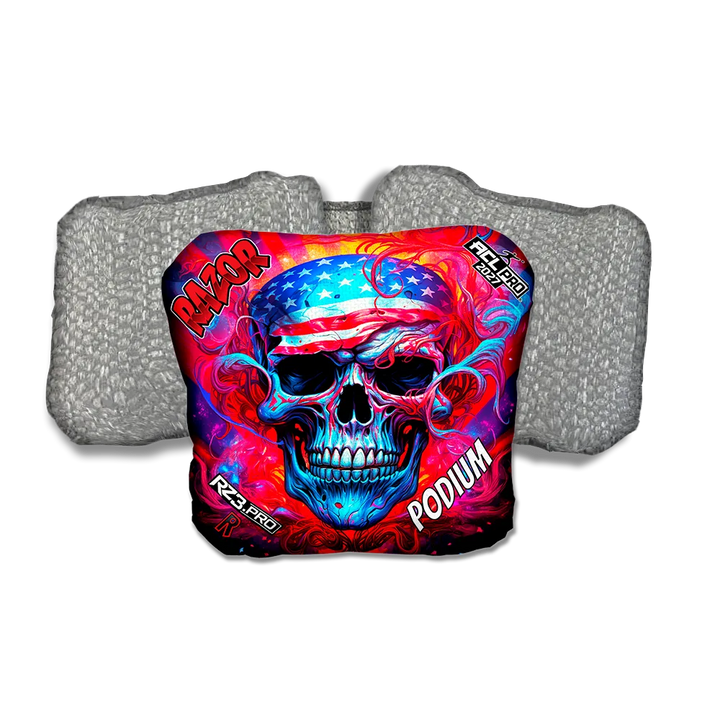Podium PRO Skull Merica Silver Back Cornhole Bags
