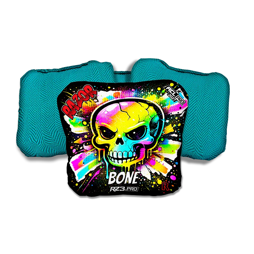 Bone PRO Skull SP Teal Back Cornhole Bags