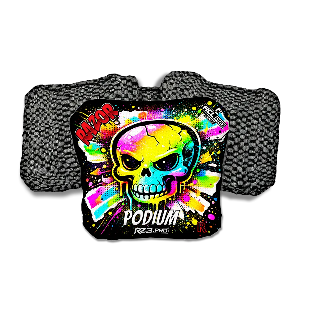Podium PRO Skull SP Black Back Cornhole Bags