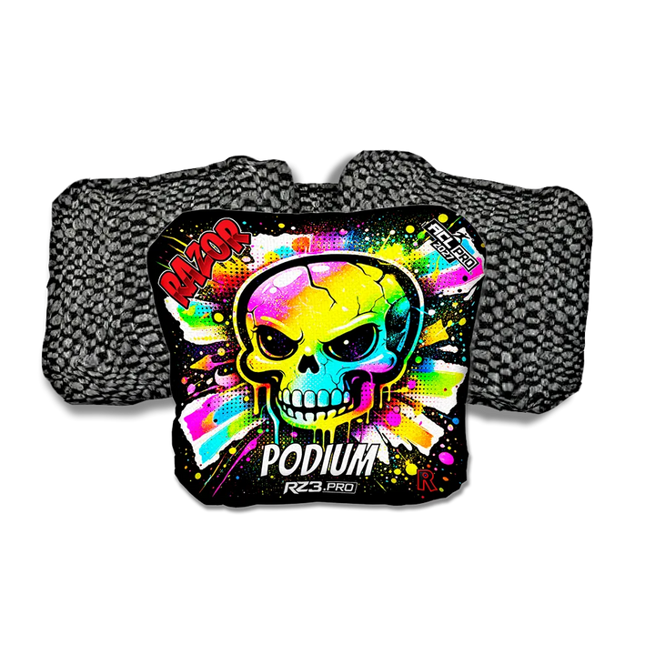 Podium PRO Skull SP Black Back Cornhole Bags
