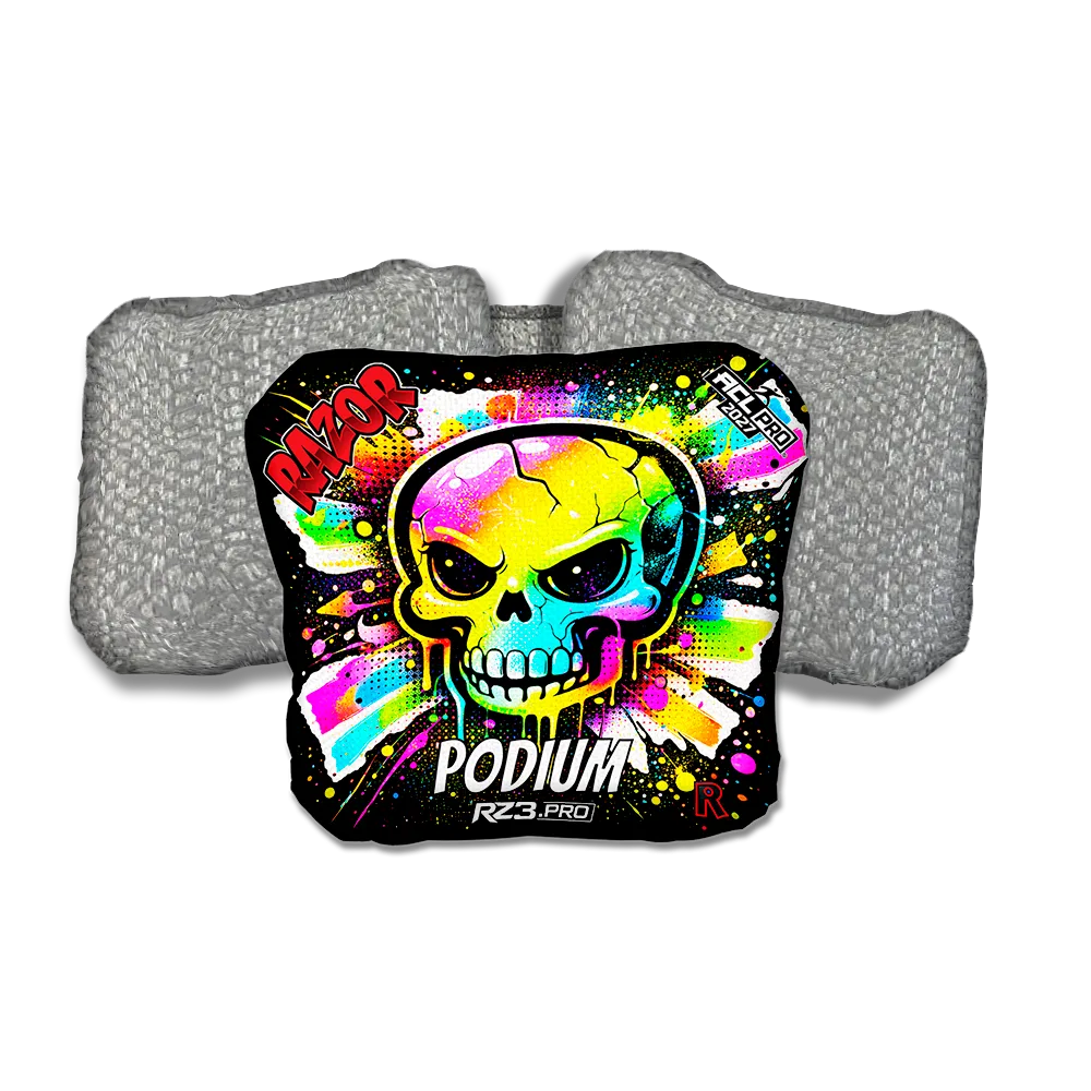 Podium PRO Skull SP Silver Back Cornhole Bags