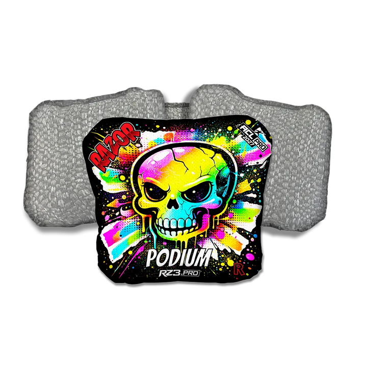 Podium PRO Skull SP Silver Back Cornhole Bags
