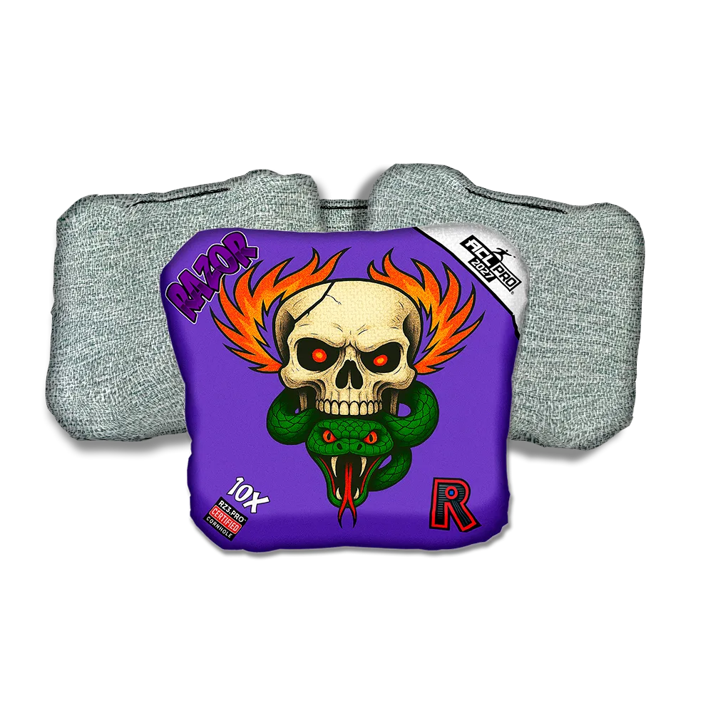 10 X PRO Skull Fire Light Back Cornhole Bags