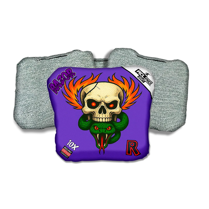 10 X PRO Skull Fire Light Back Cornhole Bags