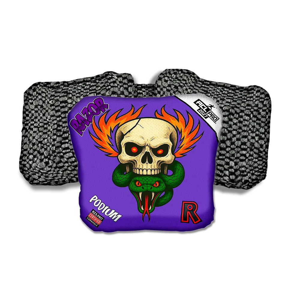 Podium PRO Skull Fire Black Back Cornhole Bags