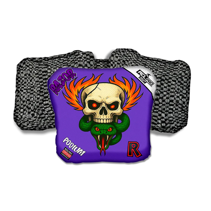 Podium PRO Skull Fire Black Back Cornhole Bags
