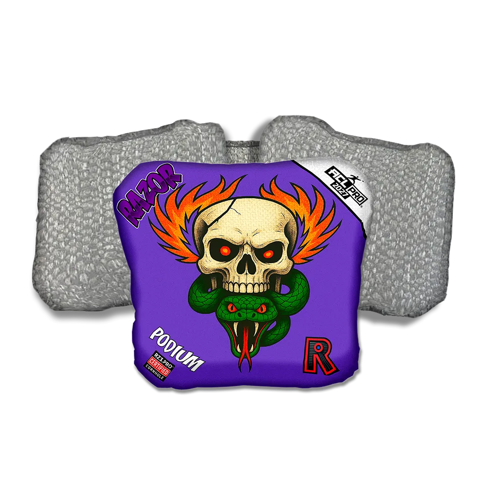 Podium PRO Skull Fire Silver Back Cornhole Bags