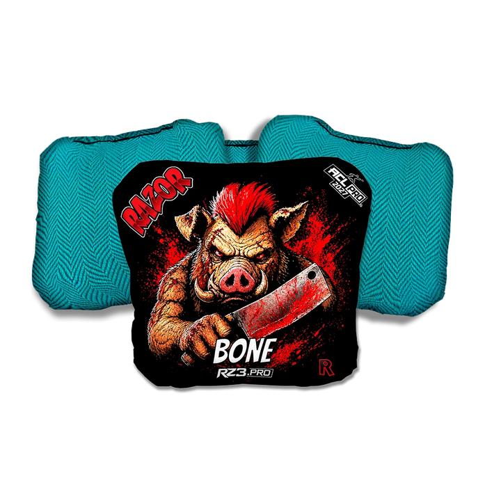 Bone PRO Slaughterhouse Teal Back Cornhole Bags