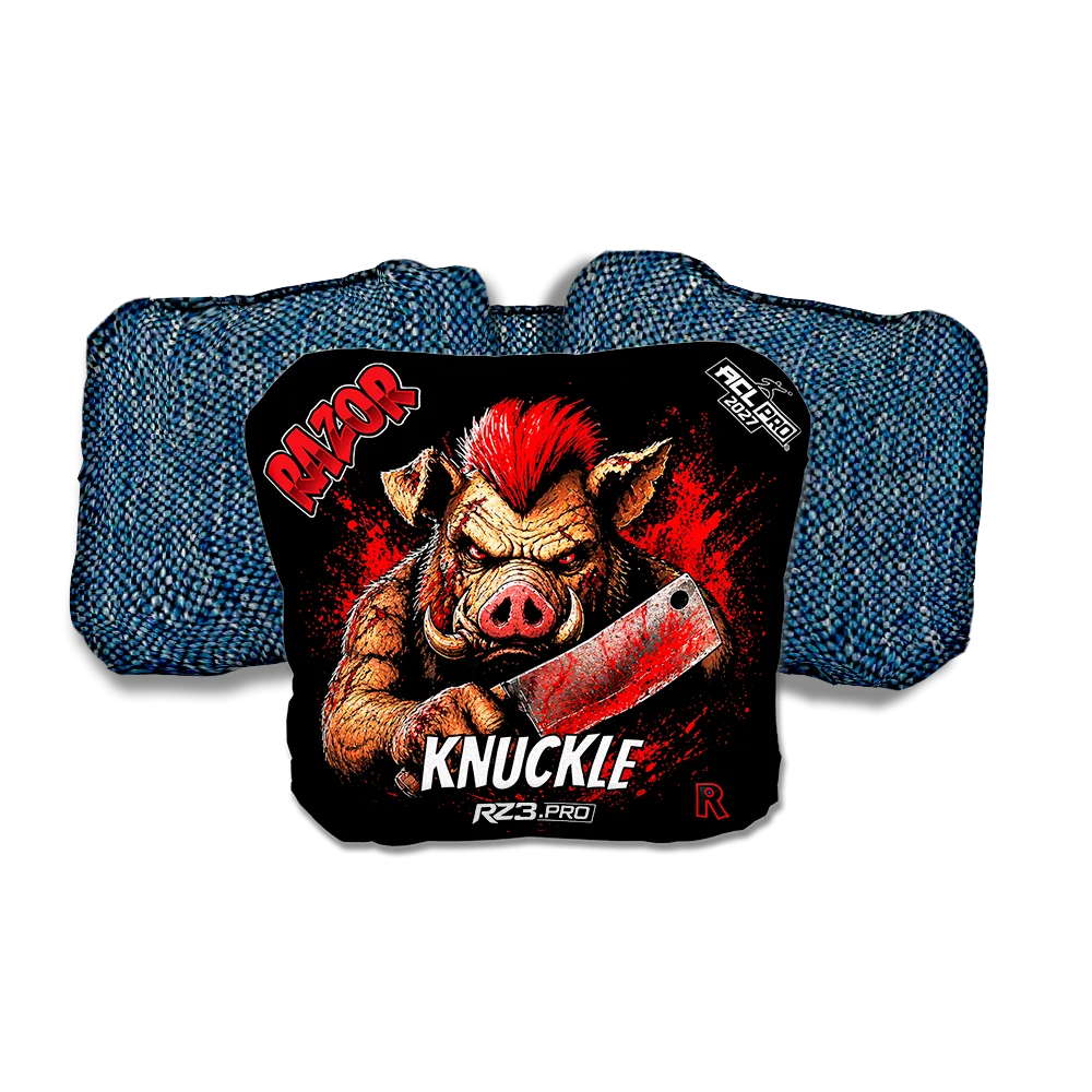 Knuckle PRO Slaughterhouse Blue Back Cornhole Bags