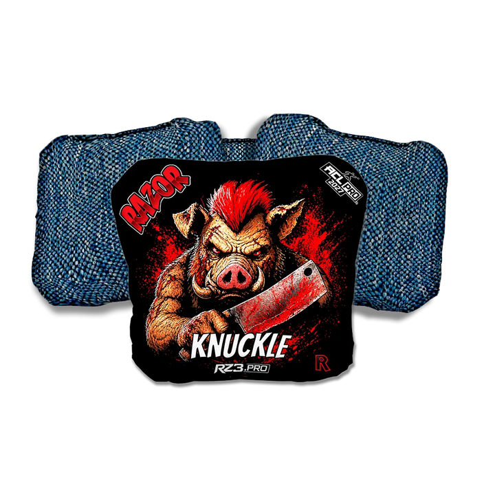 Knuckle PRO Slaughterhouse Blue Back Cornhole Bags