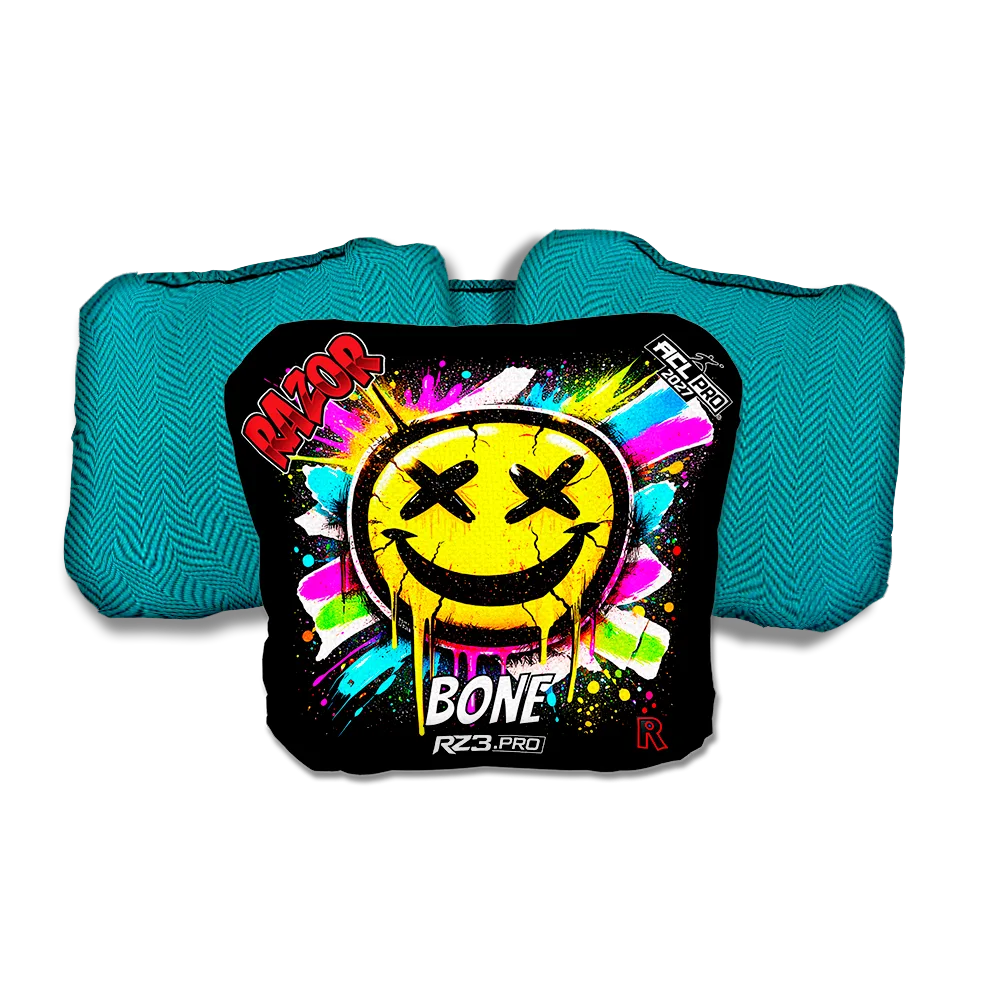 Bone PRO Smile SP Teal Back Cornhole Bags